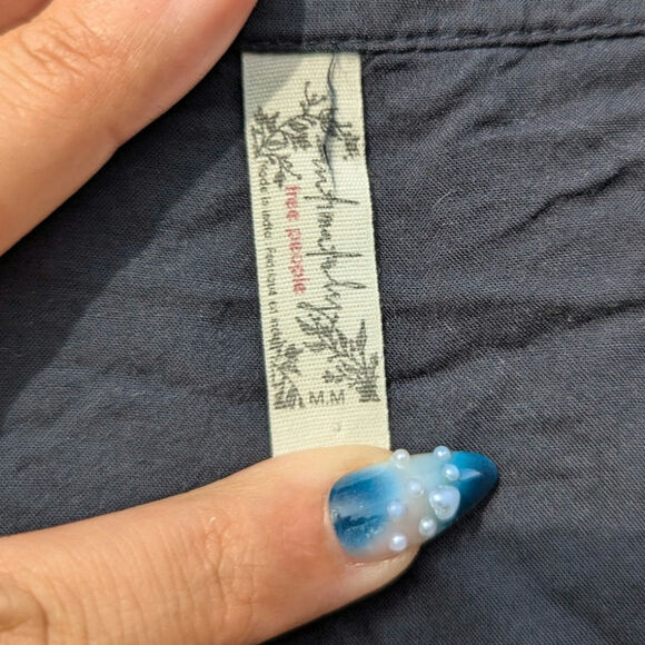 Free People M Navy flutter sleeve fairy Preppy boho body suit Costal whimsy - Picture 2 of 6